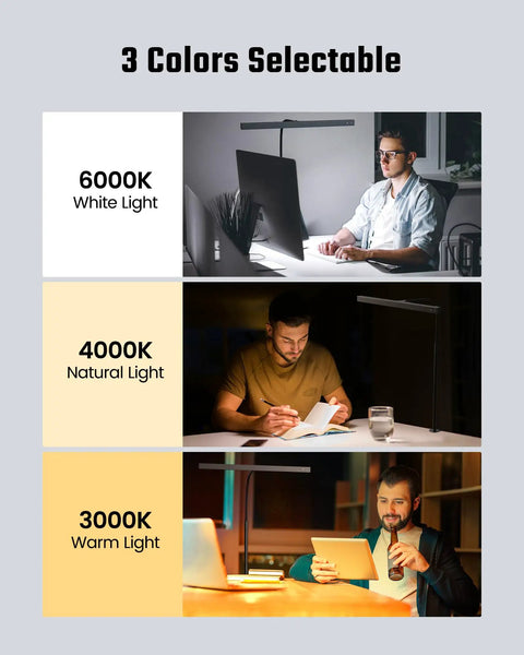 LED Desk Lamp with Adjustable Gooseneck, 3 color temperatures, ideal for reading and studying, eye caring light, USB powered