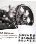 225-Piece Carbon Steel C-Shape Snap Ring Kit With External Retaining Clips For Shafts