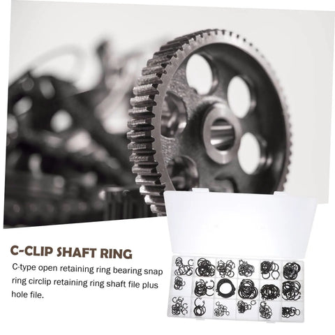 225-Piece Carbon Steel C-Shape Snap Ring Kit With External Retaining Clips For Shafts
