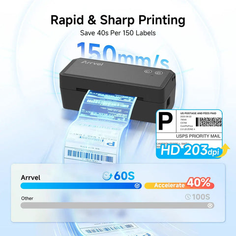 Bluetooth Thermal Label Printer With Stand Go-To Wireless 4x6 Shipping Label Printer For Small Biz displaying rapid printing speed
