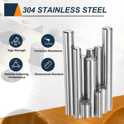 15 Pieces Heavy Duty M6 Dowel Pins 6mm Diameter By 8mm Length Stainless Steel 304 Cylindrical Shelf Support Pegs for metal and wood furniture.