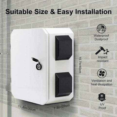 Outdoor Electrical Box Weatherproof IP65 Enclosure Made From Cold Rolled Steel With Aluminum Back Beam, wall with specifications.