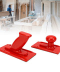 Heavy Duty Woodworking Push Blocks 2 Pack With Ergonomic Rounded And Angled Handles For Table Saw Router Table Planer ABS Plastic Construction For Safe Smooth Cuts in a workshop setting.