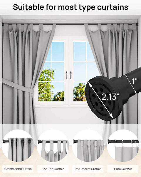 Heavy Duty Tension Shower Rod 42 To 83 Inches No Drill No Slip Adjustable With Strong Spring Pole Rust Resistant Black Curtain Rod
