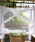 Four Corner Bed Mosquito Net For Canopies And Travel, Rectangular Mesh Netting Installed on Outdoor Bamboo Bed