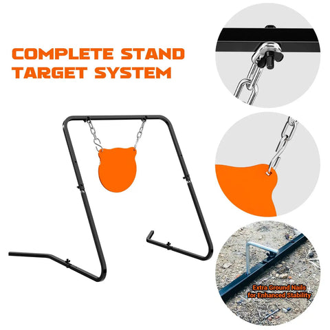 Portable Shooting Target Stand With Chain Mount Kit And Ten Inch Three Eighth Inch Gong Target for Range Ready Hitters image