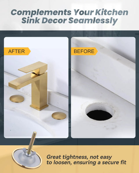 Hassle Free Brass Kitchen Sink Hole Cover With Sharp Brushed Gold Finish And Top Notch Rust Proof Metal Plug For Faucets And Taps Zero Fuss Installation Keeps Your Basins Looking Clean And Completely Solid As A Rock Year After Year