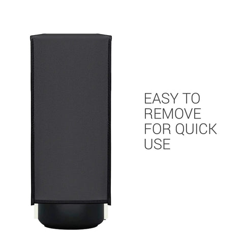 Front view of Protective Plastic Case For Nespresso Essenza Mini Coffee Maker, Dustproof And Scratch-Resistant Cover In Dark Grey