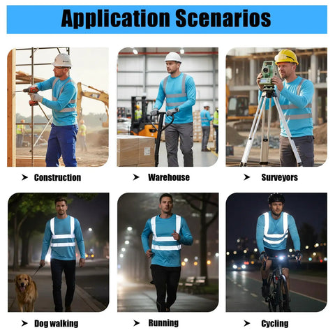 Heavy Duty Class Three High Visibility Long Sleeve Safety Shirt Loaded With Ansi Certified Reflective Tape Built Hella Tough For Your Daily Job Site Grind in construction, warehouse, running, and cycling settings.