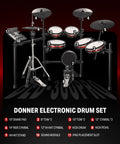 Electric Drum Set Pro 6 Drum 3 Cymbal Kit With 12 Inch Hi Hat Stand, Over 1100 Tones, 100 Kits, Full Size Electronic Drum Kit For Adults