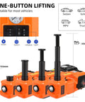 5 Ton 12V Electric Hydraulic Car Jack Kit 5 In 1 Portable Lift With Tire Inflator, Impact Wrench, LED Light, Auto Stop Safety Lock