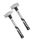 Two hammers from Five Piece Hammer Set With Shock Absorbing Fiberglass Handles, Forged Alloy Steel Heads, Non Slip Grips For Tough Construction