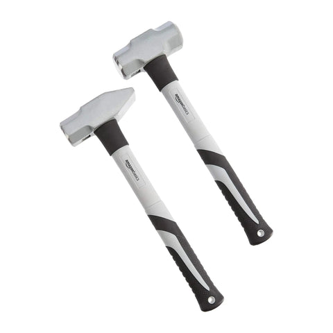 Two hammers from Five Piece Hammer Set With Shock Absorbing Fiberglass Handles, Forged Alloy Steel Heads, Non Slip Grips For Tough Construction