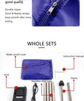 Components of Portable Travel Clothes Dryer 900W Compact Electric Dryer For Apartments, Foldable parts, zipper detail, manual