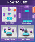 Science Circuit Kit For Kids With 53 Pieces And 150 Plus Projects, showcasing how to use with series and bin circuits.