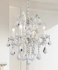 Modern Crystal Chandeliers For Dining Room And Home Four Light K9 Crystal Pendant Lamp With Adjustable Height shining in room