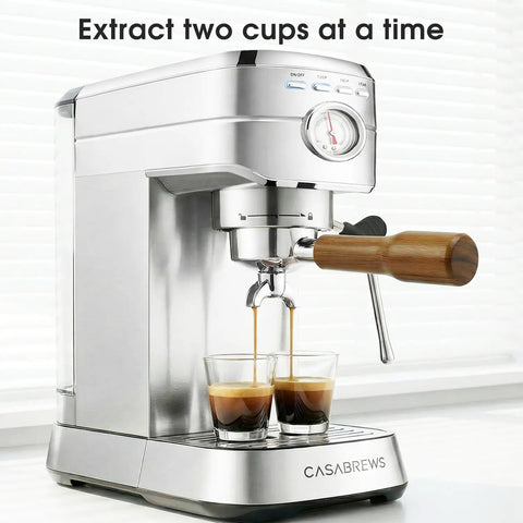 51mm Portafilter With Two Spouts For Gevi Casabrews CM5418 3700 Series And Mr Coffee Espresso And Cappuccino Machines, 3 Ears At 3.88 To 4mm Thickness With Rosewood Handle, Fits 51mm Group Heads in espresso machine with two cups