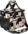 Geometric Marble Insulated Picnic Backpack Lunch Bag for Women and Men, 12x8.7x10 inch, front view with shoulder strap