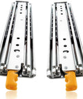 Beefy Heavy Duty Drawer Slides With Lock Full Extension Ten To Sixty Inches Industrial Side Mount Glides Ball Bearing Rails For Ultra Smooth Operation 72 Inch Pair High Load Capacity For Cabinets RVs Trucks.