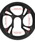 Top view of Bike Chain Guard Protector for 48T 4-Hole Cranks, plastic sprocket guard showing measurements and design details