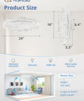 24 Inch Ceiling Fan With LED Lights And Smart App Remote Flush Mount Design Provides Legit Wide Airflow For Bedrooms And Living Rooms Straight Up Smooth Daily Cooling shown from above with measurements.