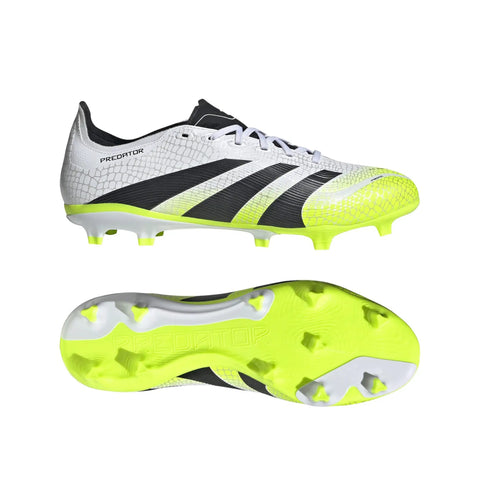Predator League Soccer Cleats For Unisex On Firm Ground And Multi Ground, White Black Lucid Lemon, Size 4.5, durable synthetic upper
