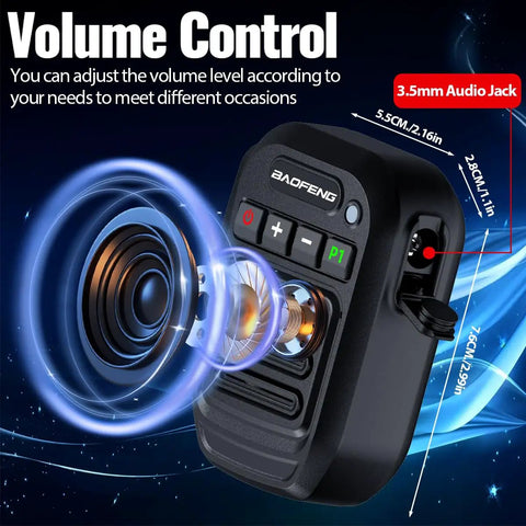 Waterproof Float Wireless Mic For Ham Radios 2 Pin Shoulder Speaker Microphone with volume control and 3.5mm jack.
