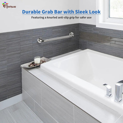 2 Pack 24 Inch Shower Grab Bar With Anti Slip Grip Chrome Stainless Steel Bathroom Grab Bar Handle For Safer Showers