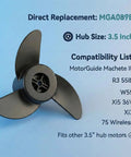 3-Blade Trolling Motor Propeller Replacement For MGA089B High Thrust Low Draft Shallow Water Prop Kit, 3.5-inch hub.