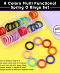 32Pcs 8 Colors 25mm 1 Inch Round Spring O Rings Assortment Kit With Carbon Steel Buckles Snap Hooks Keyring Rings