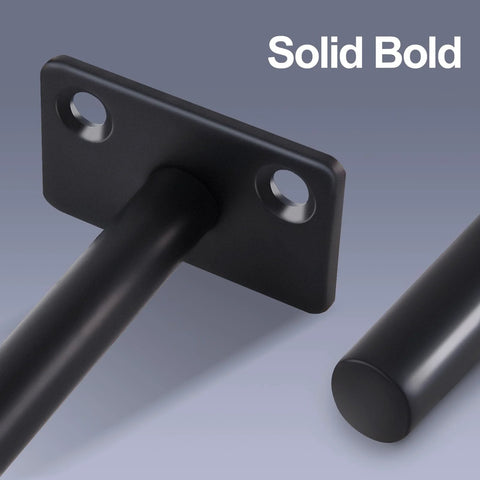 Close-up of 12 Pack 6 Inch Black Solid Steel Floating Shelf Brackets Hidden Concealed Shelf Supports showing rod and backplate detail.
