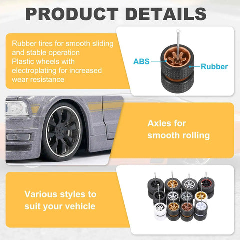 Product details of 4 Pack 1/64 Wheel And Tire Set With Real Riders Rims And Axles For RC Diecast Cars Upgrade Your 1/64 Scale Models