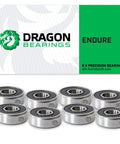 Dragon 608 Skateboard Bearings Set 8 Pack For Longboards Inline And Roller Skates All Weather Pre Lubed With Dual Labyrinth Shields