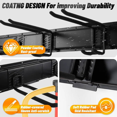 Garage Storage System With Wall Mount Tool Organizer And Heavy Duty Metal Hooks 420 Lb Capacity 32 Inch And 48 Inch Tracks