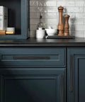 Kitchen with black cabinets featuring 2 Pack 4 Inch Center To Center Black Cabinet Pulls Solid Heavy Duty Drawer Handles, modern decor