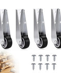 Heavy Duty 4 Pack Vertical Track Roller Wheels For Garden Gate Replacement With Non Slip Rubber Tires Dual Mount Design Rock Solid Easy Roll Caster Set For Sliding Doors And Patio Furniture on display with screws.