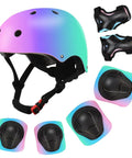 Color Gradient Adjustable Kids Bike Helmet With Knee And Elbow Pads Set For Multi Sport Safety Gear