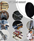 Image of a 7M Black Ito Sageo Wrapping Cord 0.5 Inch Wide Silk Cotton Blend Rope For Katana Handle Tsukamaki and samurai sword DIY ideas