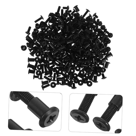 Heavy Duty Steel Screws And Nuts 170 Set Assortment Kit For Furniture Assembly Rock Solid Hardware showing black screws and nuts.