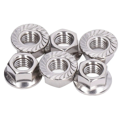 Stainless Steel DIN 1587 Flange Nut Set With Integrated Washer, A2-70 Rustproof Locking Nuts for Automotive and Equipment Kit, 50 pcs.