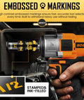 2 Pack 3/8 F to 1/2 M Impact Socket Adapters, 3/8 Drive For Ratchet Wrench, Deep Yellow Embossed Markings on CR-MO Steel
