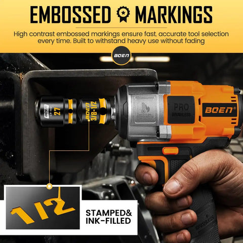 2 Pack 3/8 F to 1/2 M Impact Socket Adapters, 3/8 Drive For Ratchet Wrench, Deep Yellow Embossed Markings on CR-MO Steel