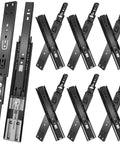 14 Inch Heavy Duty Drawer Slides 6 Pairs Soft Close Full Extension Side Mount Cabinet Rails Black showing complete slide pairs.