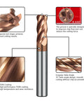 Diagram of a 1/8 Inch Tungsten Carbide Corner Radius End Mill With TiSiN Coating, showing 4 flute design and 0.03 inch corner radius.