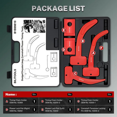 3.6L Pentastar Timing Tool Kit With Cam Phaser Locking Tools For VVT Engines, DIY Friendly, organized in carrying case