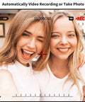 Two smiling women being recorded by the Smart Video Intercom System With 7 Inch WiFi Doorbell Monitor 1080P HD Camera Night Vision.