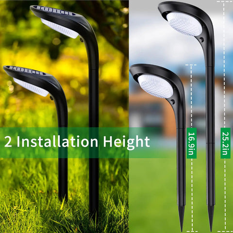 Four Pack Solar Pathway Lights For Outdoor Use No Wiring Required Waterproof Landscape Lighting With Adjustable Heights