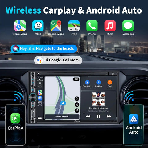 7 Inch HD Touchscreen Car Stereo With Voice Control And Apple CarPlay For Wireless CarPlay And Android Auto interface display