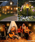 8 Pack Solar Torch Lights With Flickering Flame That Looks Lit, Upgraded 3in1 Outdoor Hanging Lanterns for garden pathway and camping.