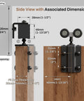Side view dimensions of Rock Solid Heavy Duty Sliding Barn Door Track Box Rail Kit for Single Doors up to 330 Pounds 79.2 Inch.